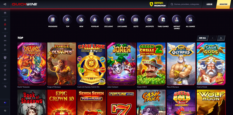 QuickWin Casino interface